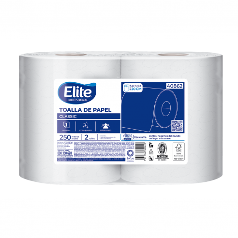 TOALLA PAPEL H S JUMBO ELITE 2X250...